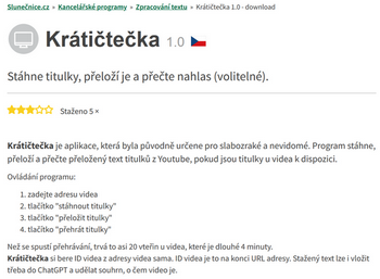 Krátičtečka na Slunešnici